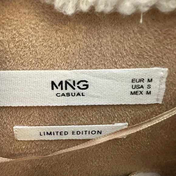 Mango MNG Casual Teddy Coat Belted Sherpa Jacket Cream Size Small - Picture 2 of 2